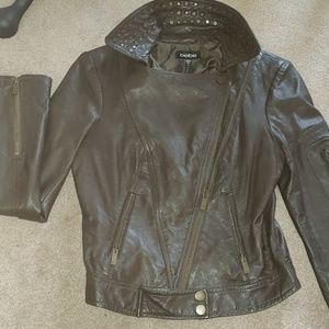 BEBE real leather dark moto jacket size Sm…